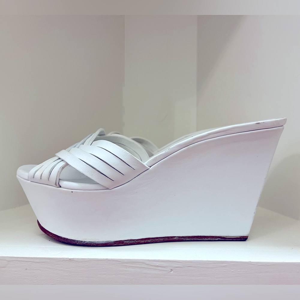 Casadei white leather platforms 37 made in Italy